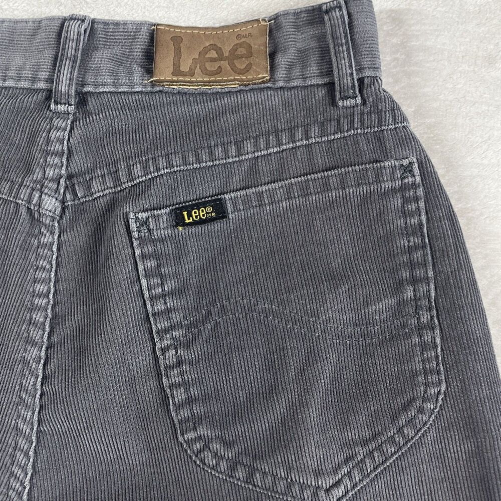 Vtg 80s LEE Jeans Womens Size 7 Gray Corduroy High Rise Straight Leg Union Made